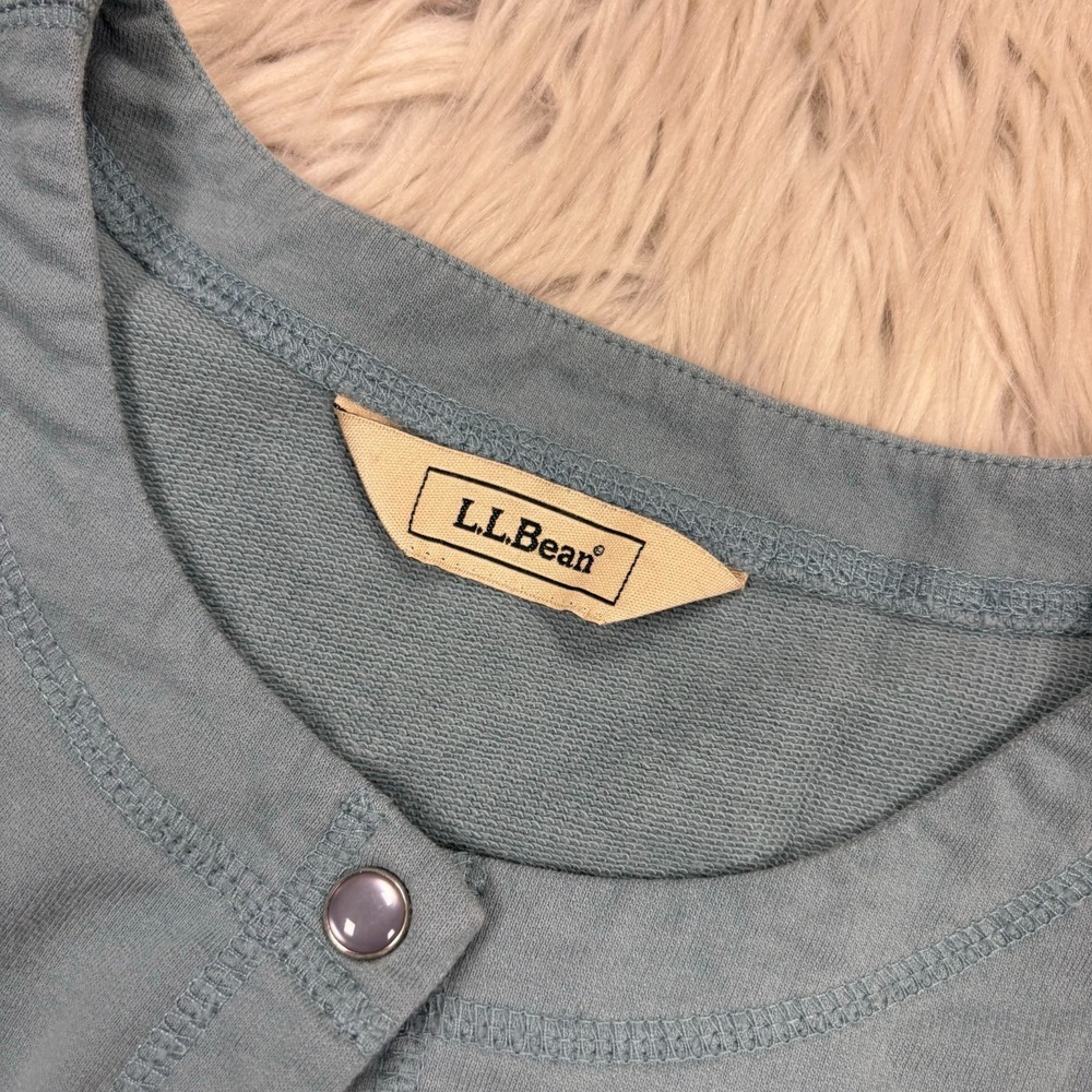 L.L. Bean Women's L Blued Terry Pearl Snap Knit Cardigan Shirt‎ Coastal Grandma - Picture 4 of 5